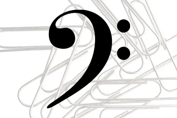 Black Bass Clef Music Paper Clips
