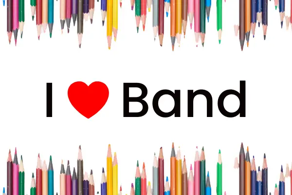 white i love band music pencils