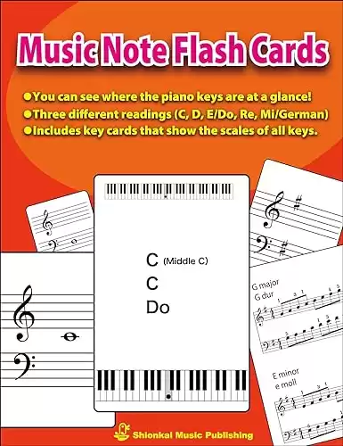 Music Note Flash Cards For Beginner Piano Players（88 Note Cards & 12 Key Cards）