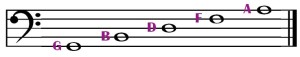 bass clef line notes